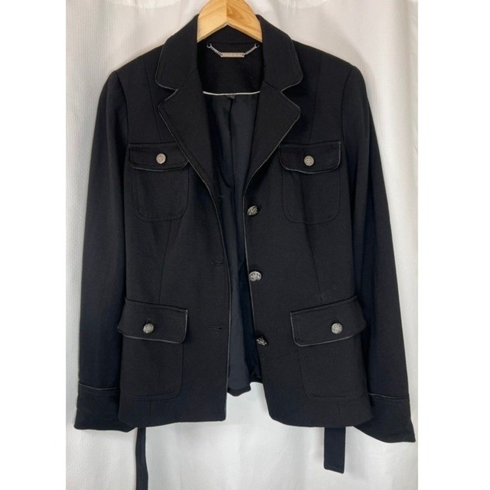 White House Black Market Classic Black Tailored Belted Safari Field Blazer 8 - Picture 3 of 16